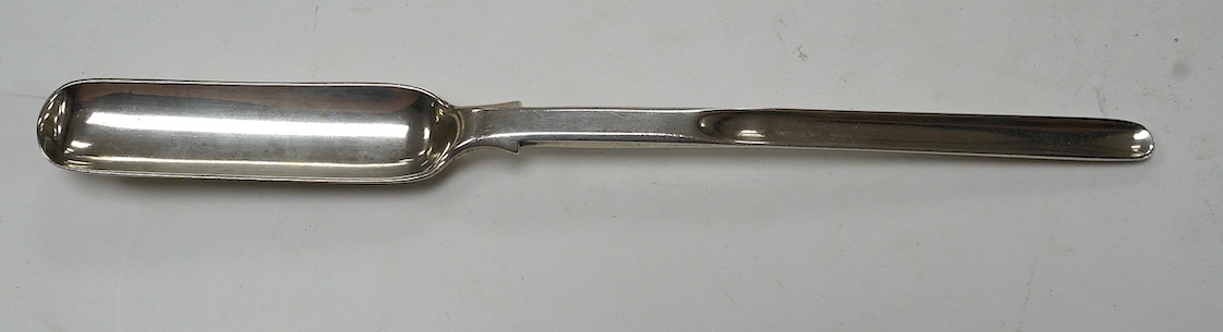 A Victorian silver marrow scoop by John & Henry Lias, London, 1841, 21.3cm, 45 grams. Condition - fair